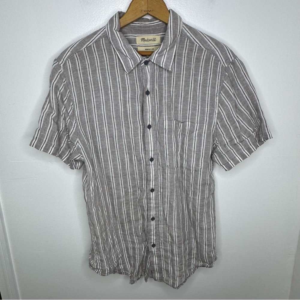 Madewell Men's Gray Striped Shirt